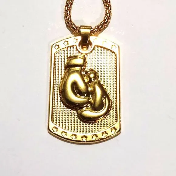 Golden Gloves Boxing Necklace Fighter PendantUFC Christmas Birthday Gift New!!